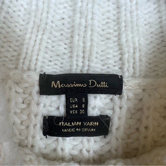 Massimo Dutti Open Knit Sweater Mock Neck S Ivory - Picture 5 of 8